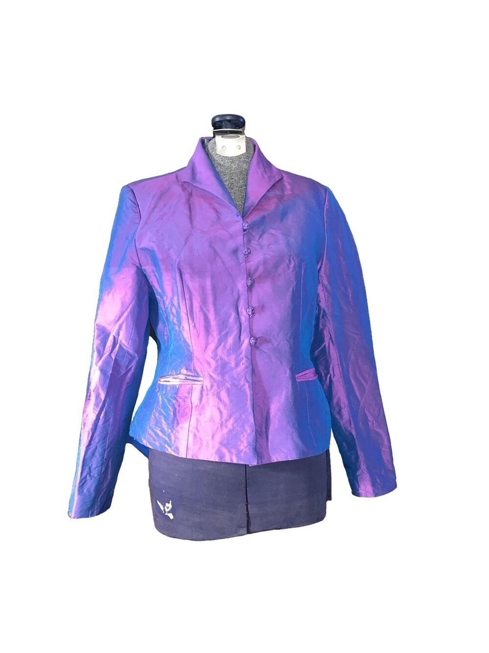 Kenly Silk Blazer, Purple, pictures of measurements